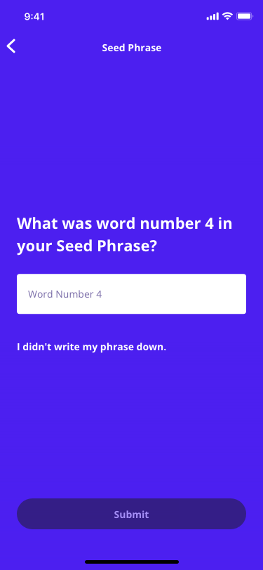 confirm seed phrase